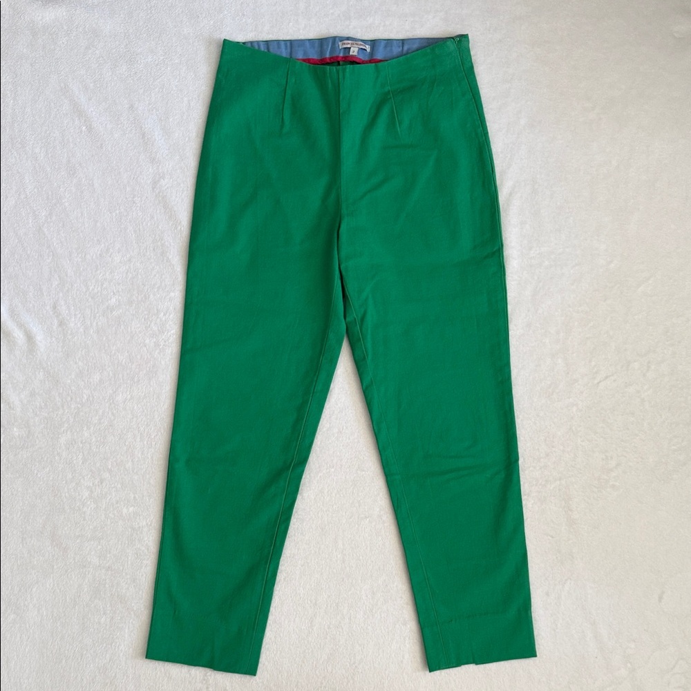 Frances Valentine | Petrie Crop Pant Side Zip Back Slit Stretch Cotton Green (2)